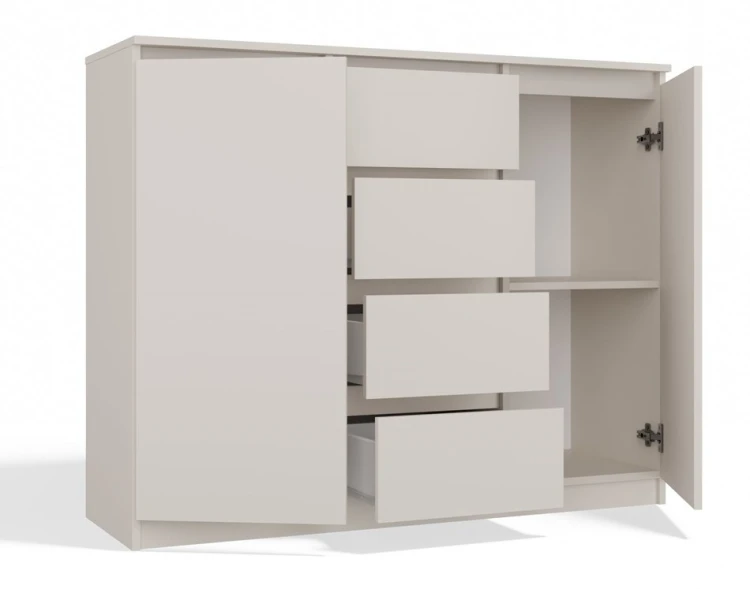 Komoda Malwa 2D4S dwudrzwiowa z 4 szufladami do salonu 120 cm kaszmir