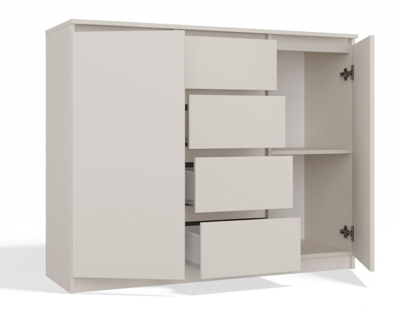 Komoda Malwa 2D4S dwudrzwiowa z 4 szufladami do salonu 120 cm kaszmir