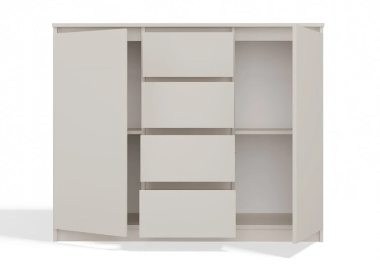 Komoda Malwa 2D4S dwudrzwiowa z 4 szufladami do salonu 120 cm kaszmir