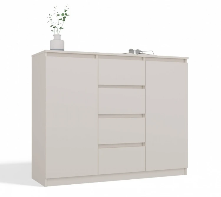Komoda Malwa 2D4S dwudrzwiowa z 4 szufladami do salonu 120 cm kaszmir