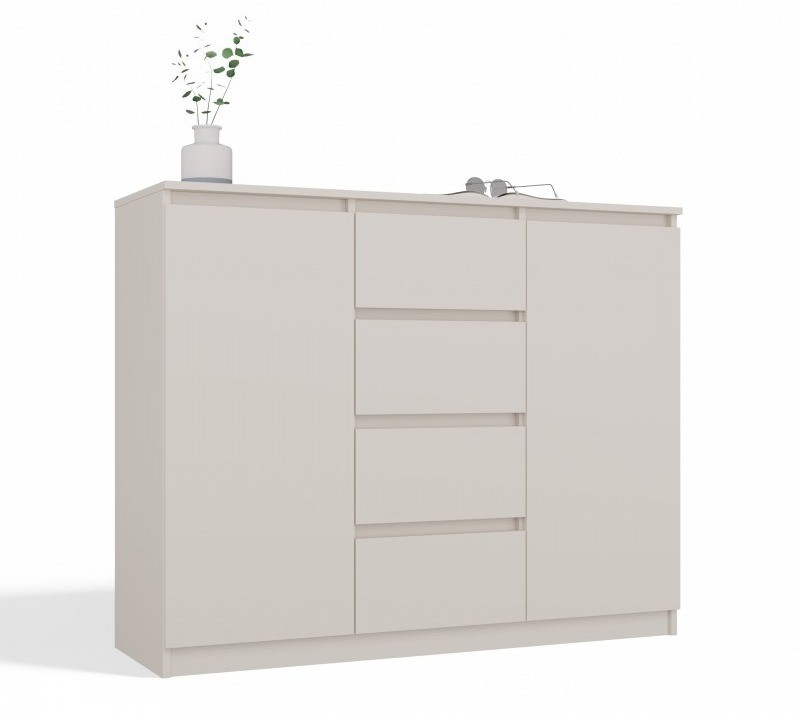 Komoda Malwa 2D4S dwudrzwiowa z 4 szufladami do salonu 120 cm kaszmir