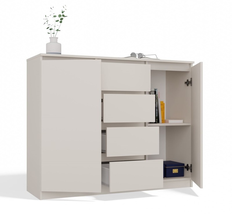 Komoda Malwa 2D4S dwudrzwiowa z 4 szufladami do salonu 120 cm kaszmir