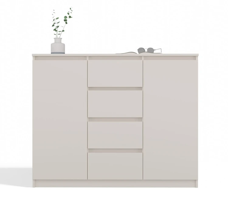 Komoda Malwa 2D4S dwudrzwiowa z 4 szufladami do salonu 120 cm kaszmir