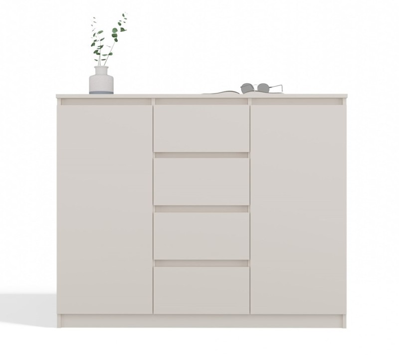 Komoda Malwa 2D4S dwudrzwiowa z 4 szufladami do salonu 120 cm kaszmir