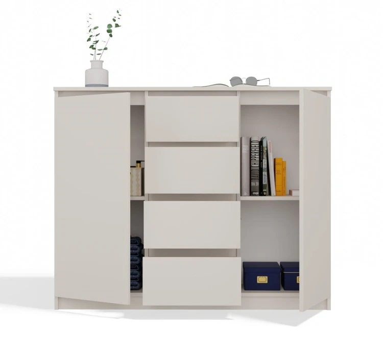 Komoda Malwa 2D4S dwudrzwiowa z 4 szufladami do salonu 120 cm kaszmir