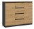 Komoda Malwa 2D4S dwudrzwiowa z 4 szufladami do salonu 120 cm antracyt/dąb artisan/blat dąb artisan