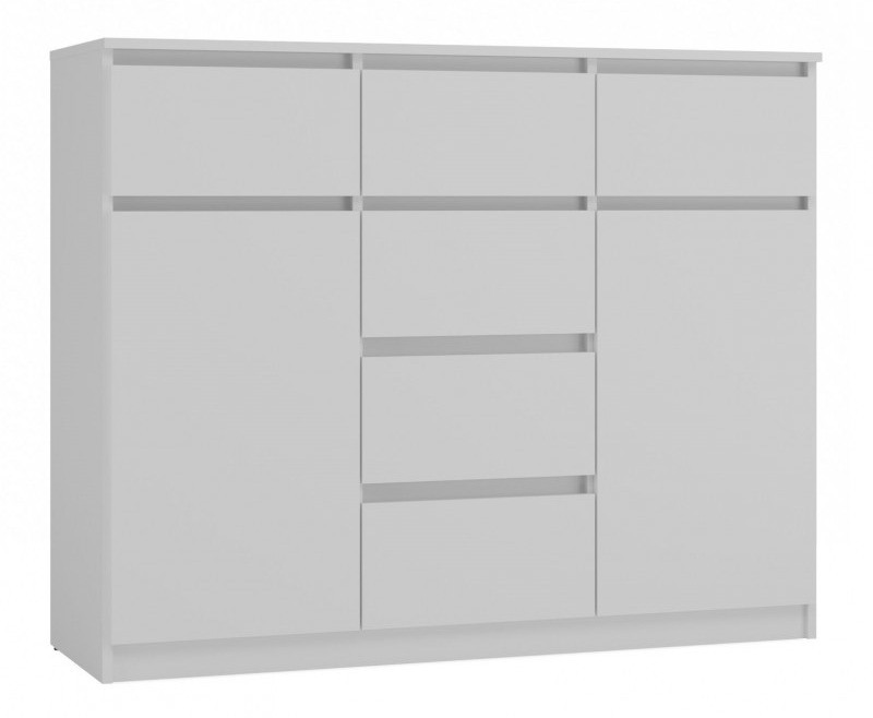Komoda Malwa 2D6S dwudrzwiowa z 6 szufladami do salonu 120 cm biały