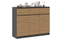 Komoda Malwa 3D3S trzydrzwiowa z 3 szufladami do salonu 120 cm antracyt/dąb artisan