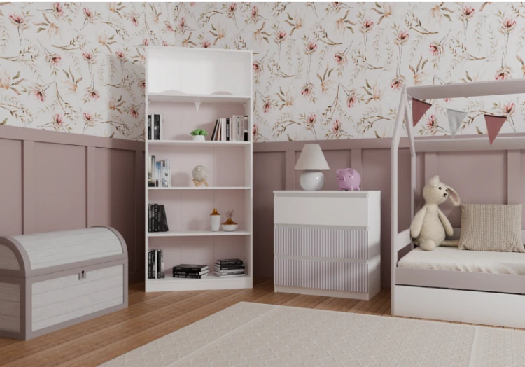 Komoda Malwa M3 Arteso z szufladami do pokoju dziecięcego 70 cm biały/różowy