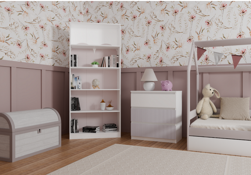 Komoda Malwa M3 Arteso z szufladami do pokoju dziecięcego 70 cm biały/różowy