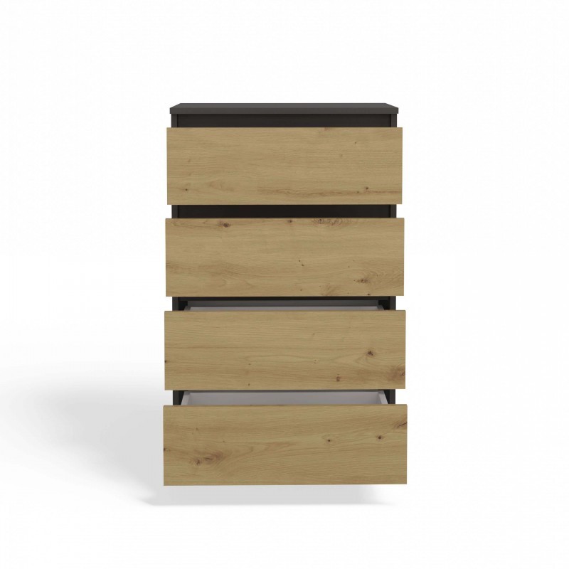 Komoda Malwa M4 z szufladami do salonu 70 cm antracyt/dąb artisan