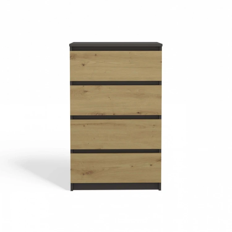 Komoda Malwa M4 z szufladami do salonu 70 cm antracyt/dąb artisan