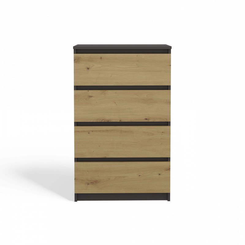Komoda Malwa M4 z szufladami do salonu 70 cm antracyt/dąb artisan