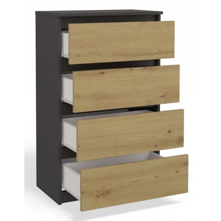 Komoda Malwa M4 z szufladami do salonu 70 cm antracyt/dąb artisan