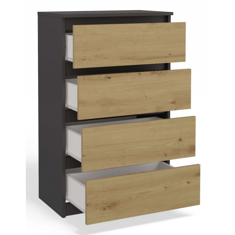Komoda Malwa M4 z szufladami do salonu 70 cm antracyt/dąb artisan