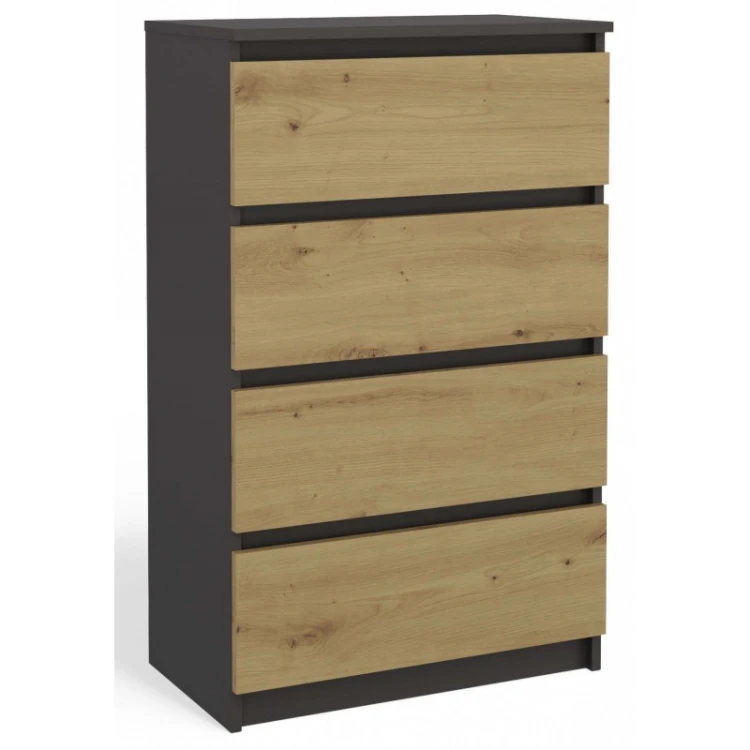 Komoda Malwa M4 z szufladami do salonu 70 cm antracyt/dąb artisan