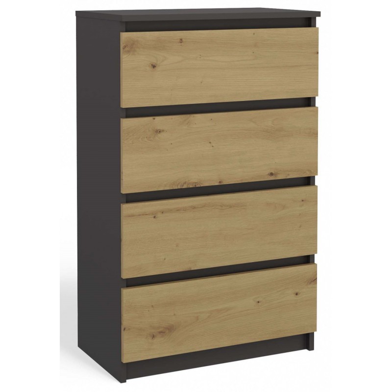 Komoda Malwa M4 z szufladami do salonu 70 cm antracyt/dąb artisan