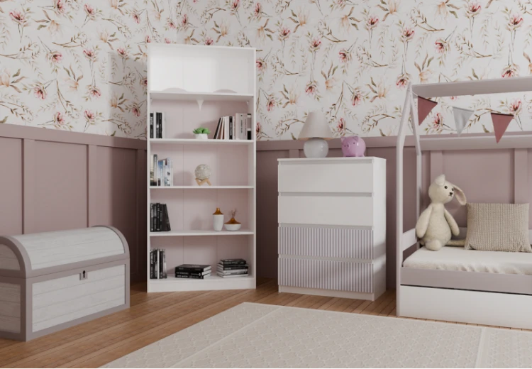 Komoda Malwa M4 Arteso z szufladami do pokoju dziecięcego 70 cm biały/różowy