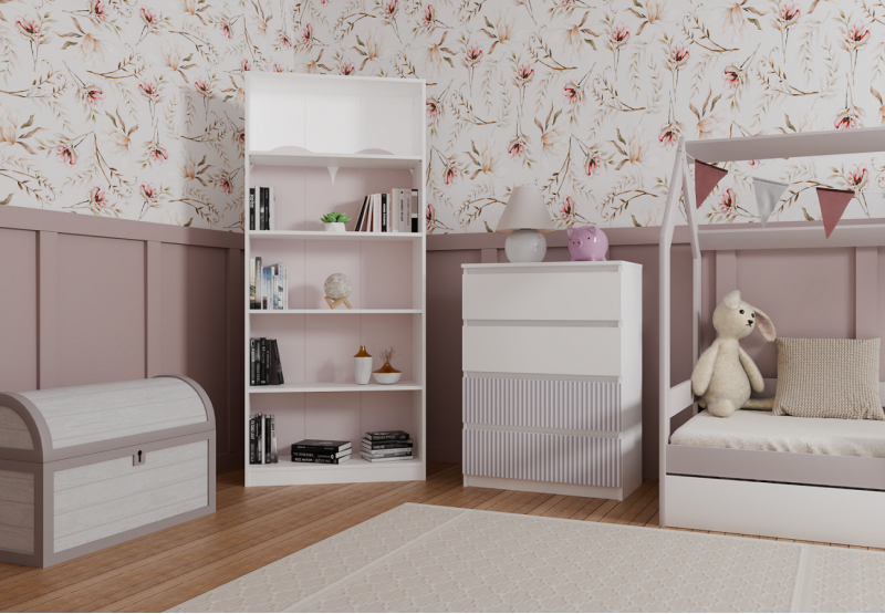 Komoda Malwa M4 Arteso z szufladami do pokoju dziecięcego 70 cm biały/różowy