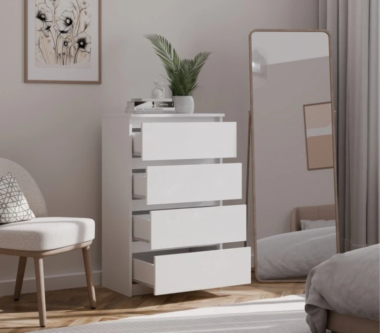 Komoda Malwa M4 z szufladami do salonu 70 cm biały