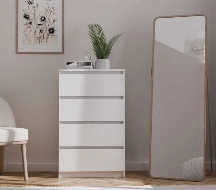 Komoda Malwa M4 z szufladami do salonu 70 cm biały