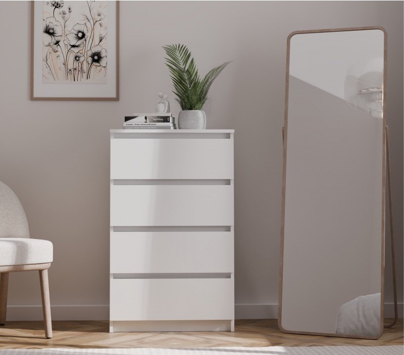 Komoda Malwa M4 z szufladami do salonu 70 cm biały