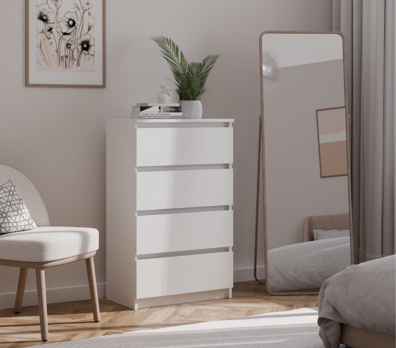 Komoda Malwa M4 z szufladami do salonu 70 cm biały