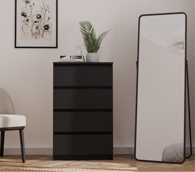 Komoda Malwa M4 z szufladami do salonu 70 cm czarny