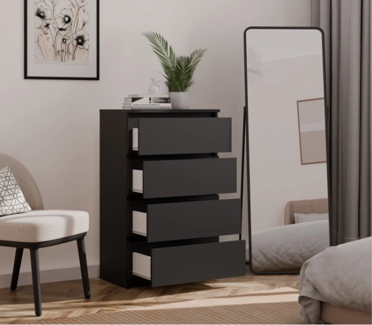 Komoda Malwa M4 z szufladami do salonu 70 cm czarny