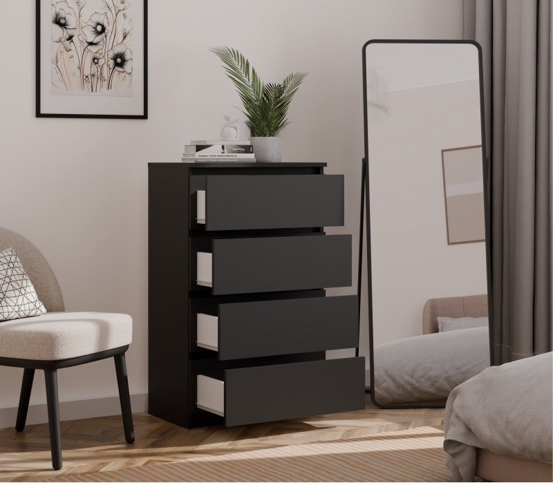 Komoda Malwa M4 z szufladami do salonu 70 cm czarny