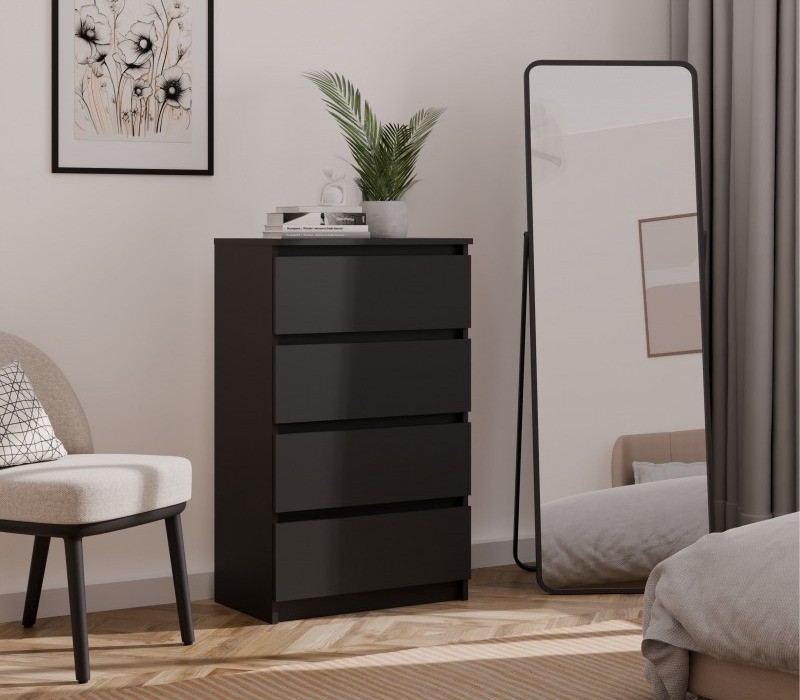 Komoda Malwa M4 z szufladami do salonu 70 cm czarny