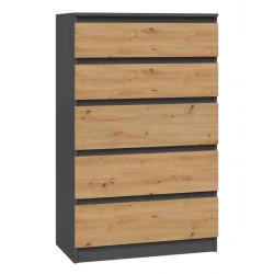 Komoda Malwa M5 z szufladami do salonu 70 cm antracyt/dąb artisan