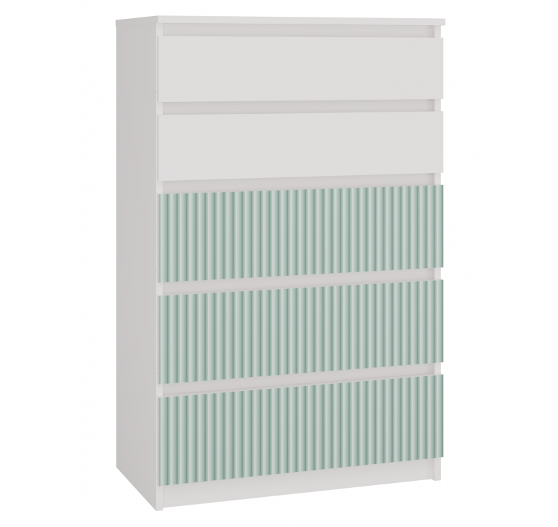 Komoda Malwa M5 Arteso z szufladami do pokoju dziecięcego 70 cm biały/miętowy