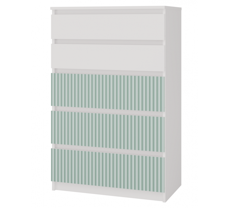 Komoda Malwa M5 Arteso z szufladami do pokoju dziecięcego 70 cm biały/miętowy