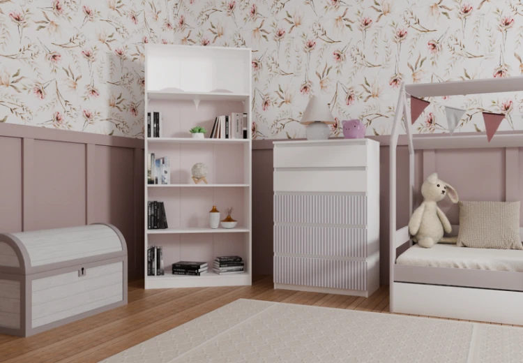 Komoda Malwa M5 Arteso z szufladami do pokoju dziecięcego 70 cm biały/różowy