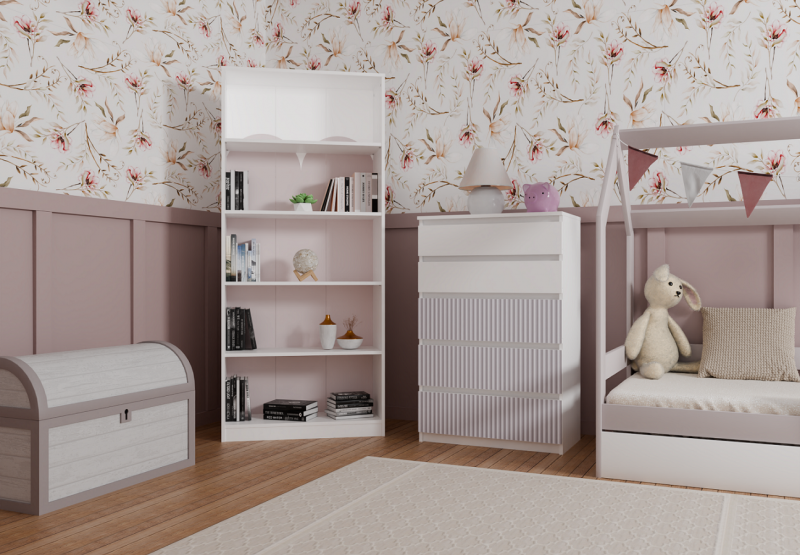 Komoda Malwa M5 Arteso z szufladami do pokoju dziecięcego 70 cm biały/różowy
