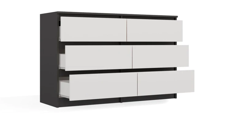 Komoda Malwa M6 120 cm z szufladami do salonu antracyt/biały