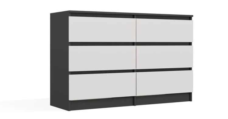 Komoda Malwa M6 120 cm z szufladami do salonu antracyt/biały
