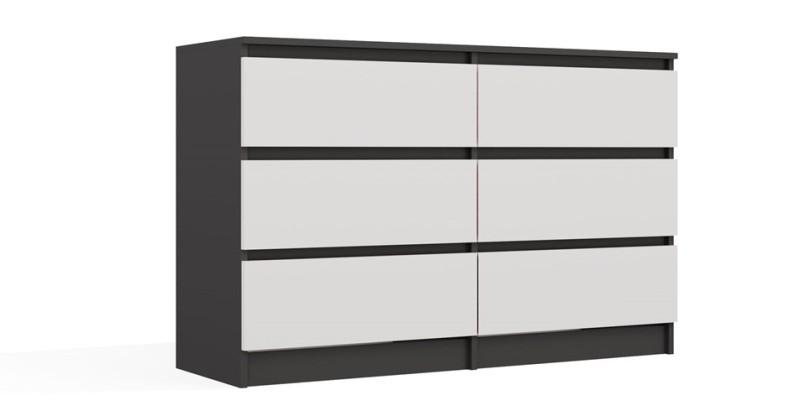 Komoda Malwa M6 120 cm z szufladami do salonu antracyt/biały