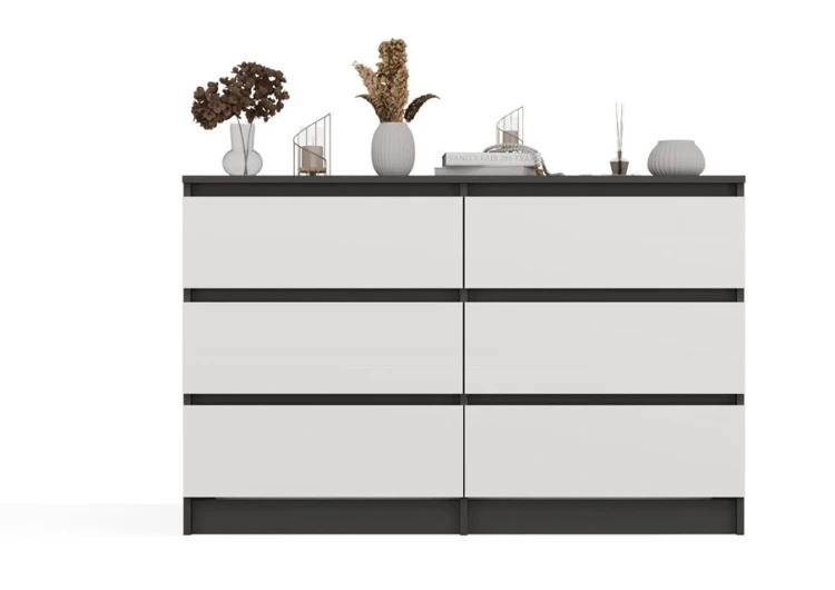 Komoda Malwa M6 120 cm z szufladami do salonu antracyt/biały