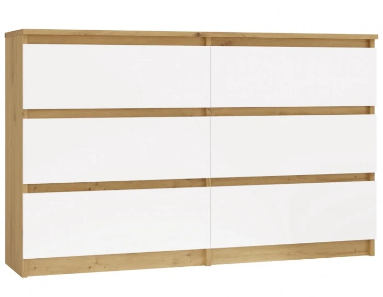 Komoda Malwa M6 120 cm z szufladami do salonu dąb artisan/biały