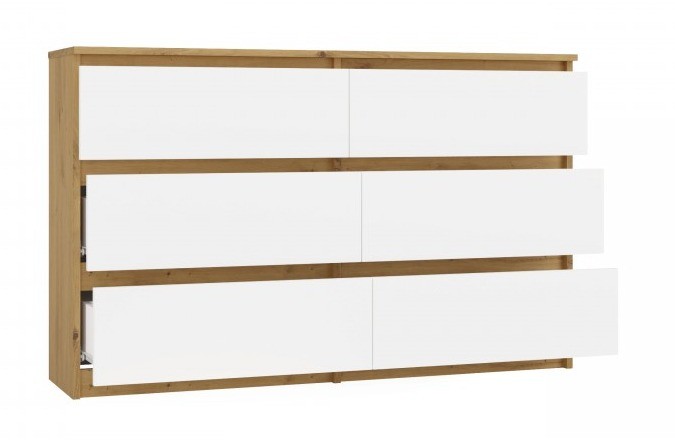 Komoda Malwa M6 120 cm z szufladami do salonu dąb artisan/biały