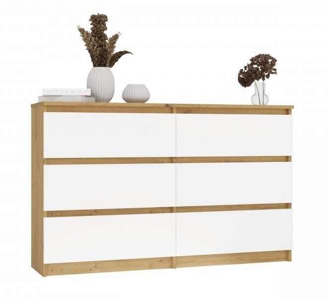 Komoda Malwa M6 120 cm z szufladami do salonu dąb artisan/biały