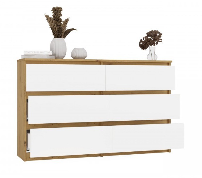 Komoda Malwa M6 120 cm z szufladami do salonu dąb artisan/biały