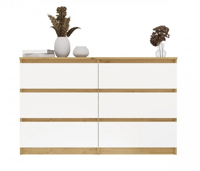 Komoda Malwa M6 120 cm z szufladami do salonu dąb artisan/biały