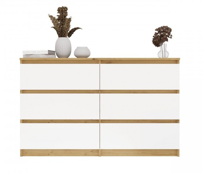 Komoda Malwa M6 120 cm z szufladami do salonu dąb artisan/biały