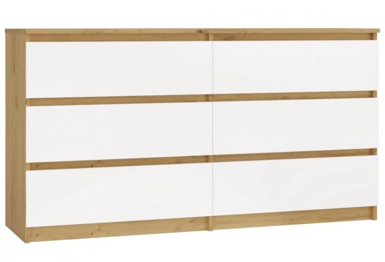 Komoda Malwa M6 140 cm z szufladami do salonu dąb artisan/biały