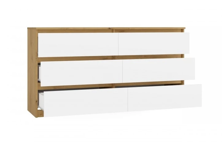 Komoda Malwa M6 140 cm z szufladami do salonu dąb artisan/biały