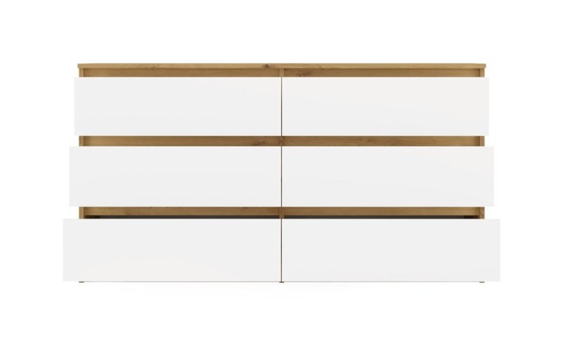 Komoda Malwa M6 140 cm z szufladami do salonu dąb artisan/biały