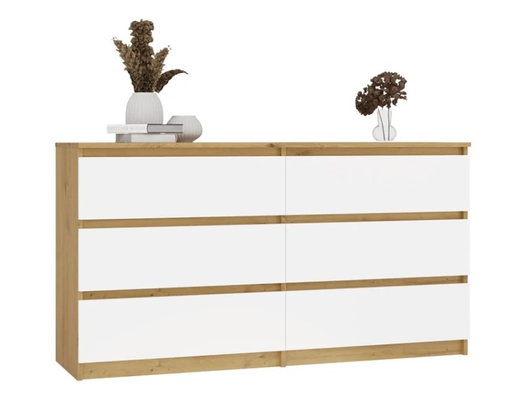 Komoda Malwa M6 140 cm z szufladami do salonu dąb artisan/biały